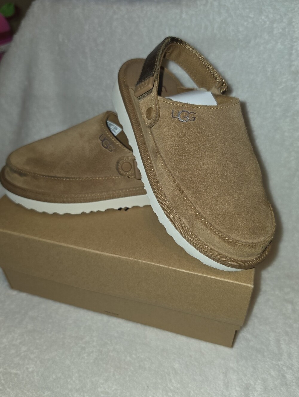 UGG Kids Chestnut Brown Suede Backstrap Clog